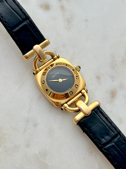 Gucci Gold Horsebit Women's Watch Black Dial 6300L