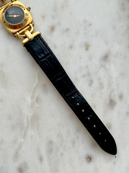 Gucci Gold Horsebit Women's Watch Black Dial 6300L