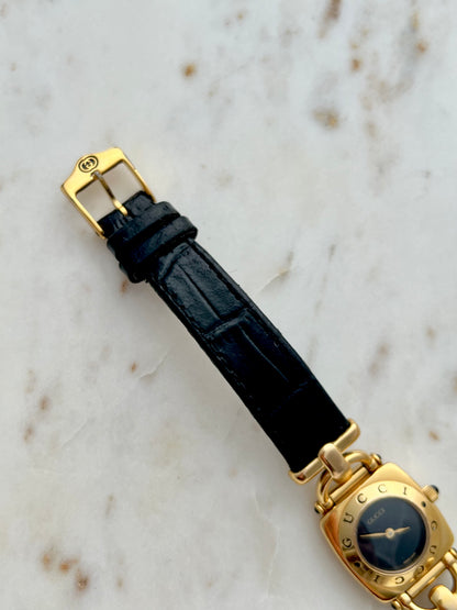Gucci Gold Horsebit Women's Watch Black Dial 6300L