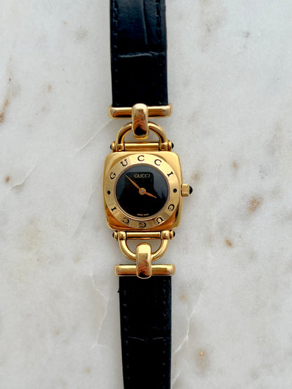 Gucci Gold Horsebit Women's Watch Black Dial 6300L