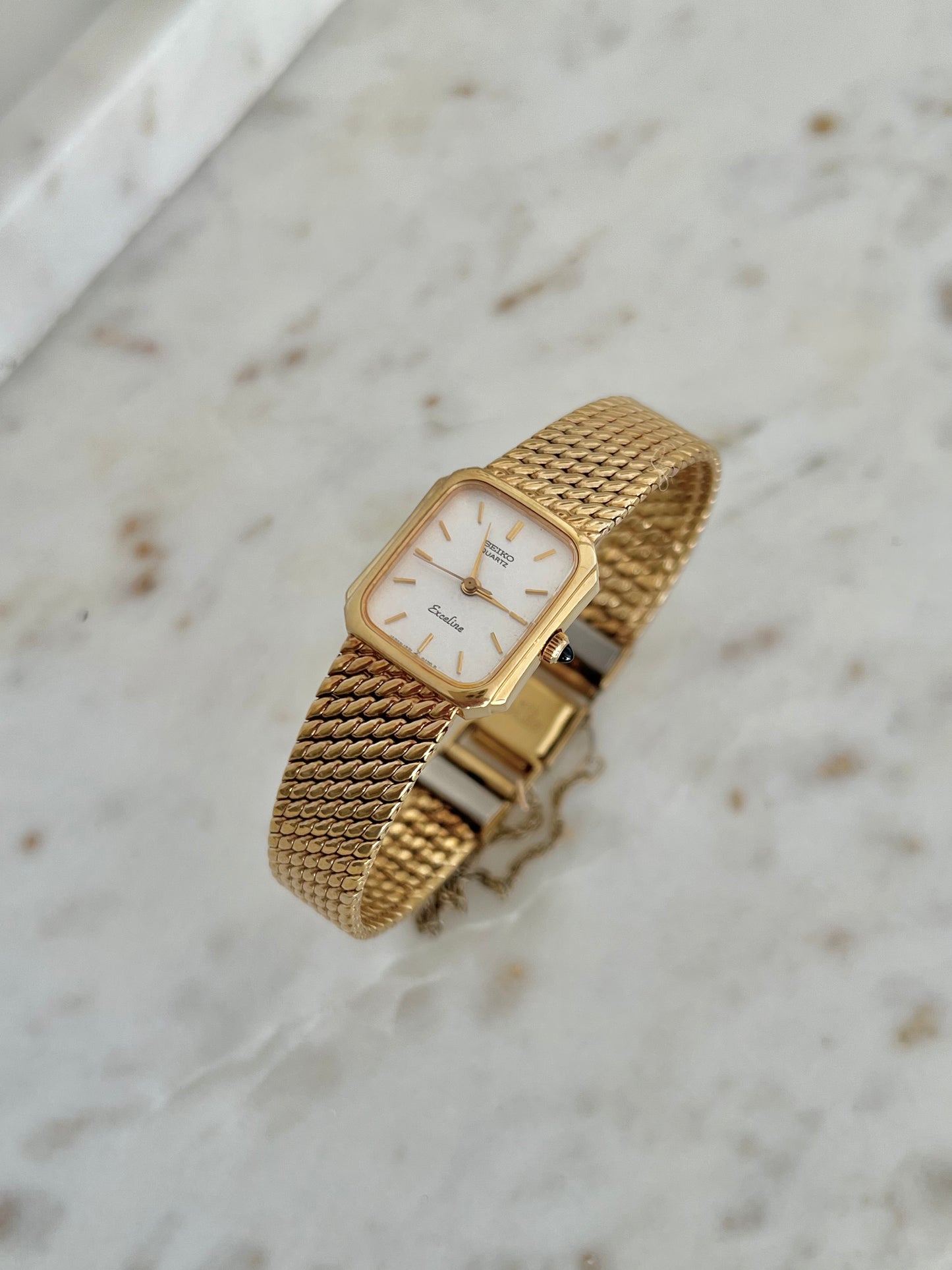 Seiko Exceline Rectangular Gold Toned Woman's Watch