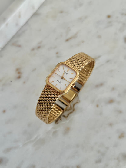Seiko Exceline Rectangular Gold Toned Woman's Watch