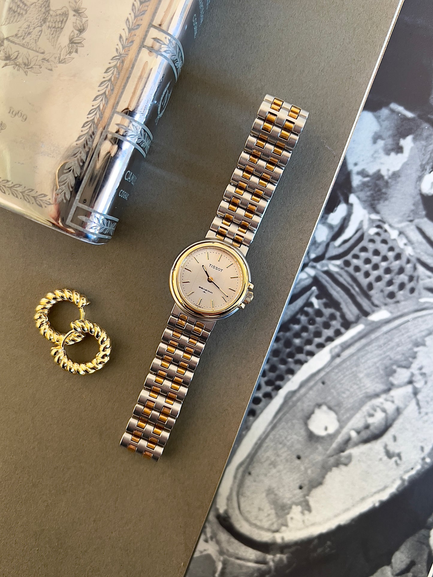 Tissot Seastar Two Toned Woman's Watch with Patterned Dial