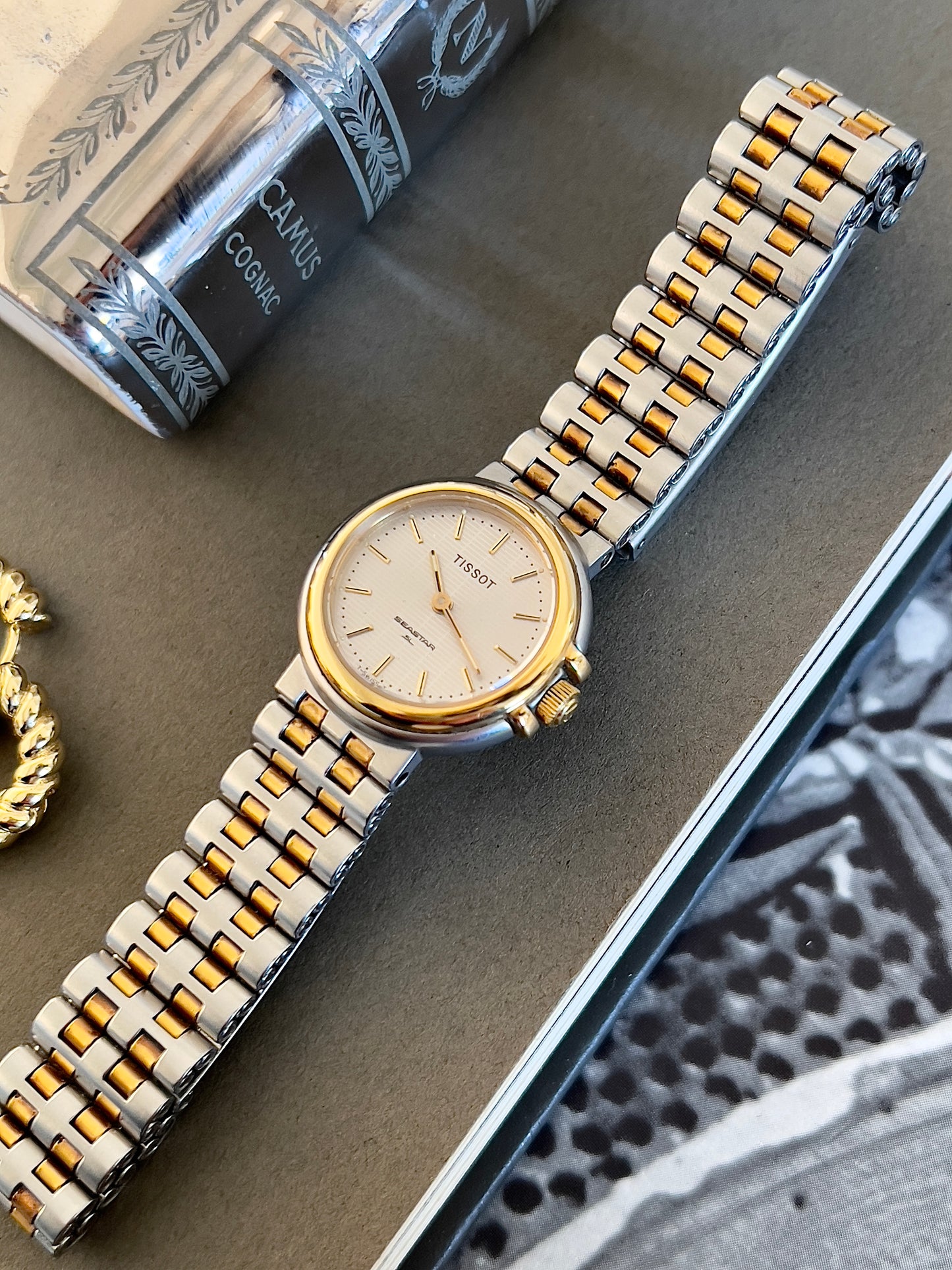 Tissot Seastar Two Toned Woman's Watch with Patterned Dial