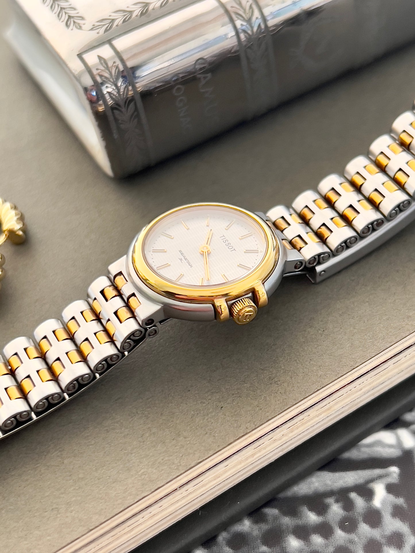Tissot Seastar Two Toned Woman's Watch with Patterned Dial