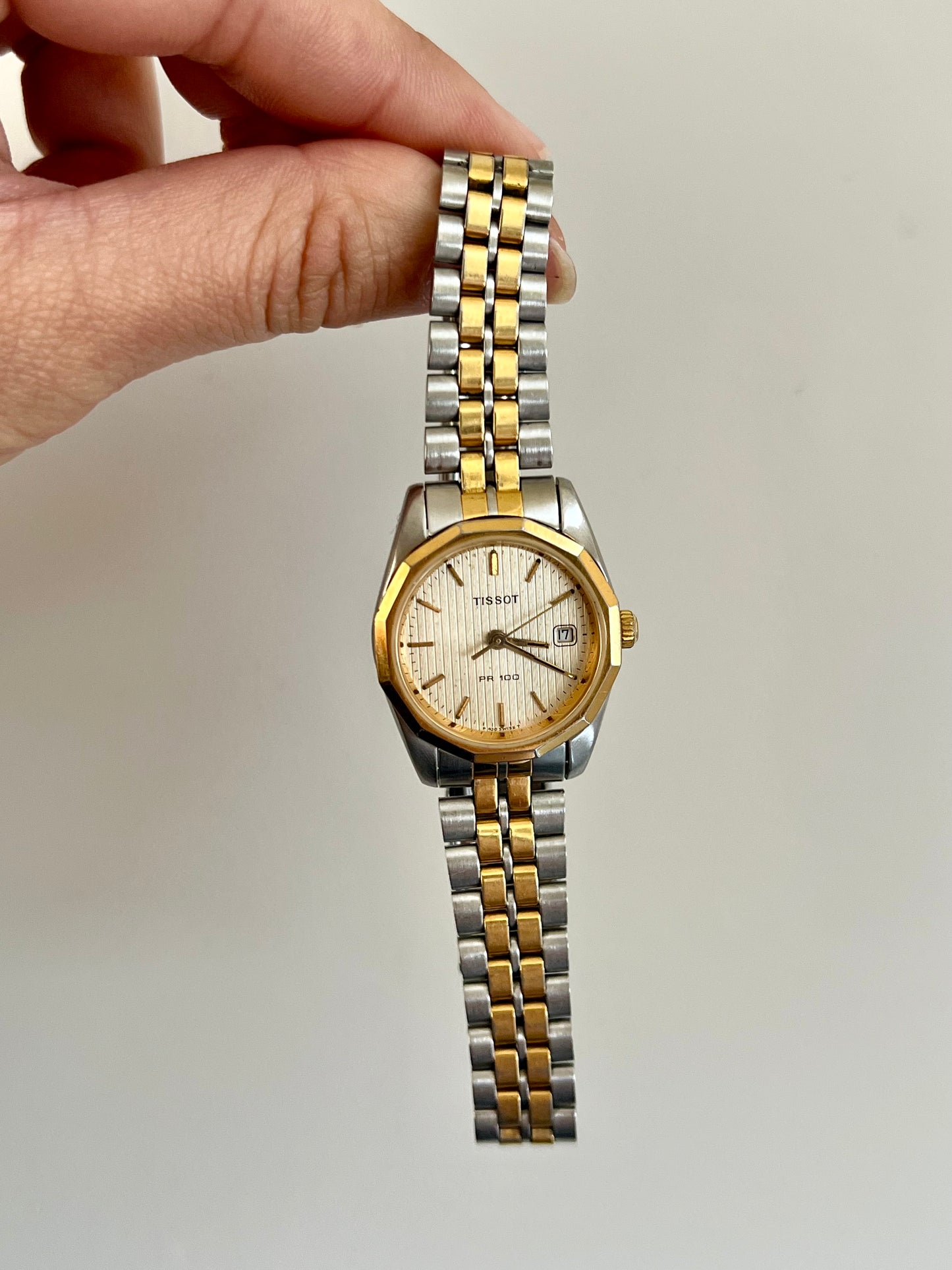 Tissot Pinstripe Dial Two Tone Women’s Watch