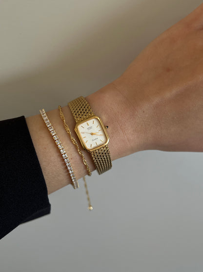 Seiko Exceline Rectangular Gold Toned Woman's Watch