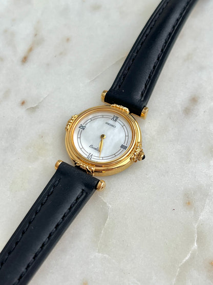 Seiko Exceline Intricate Beaded Case Mother of Pearl Dial Women's Watch