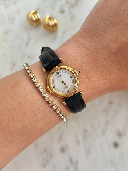 Seiko Exceline Intricate Beaded Case Mother of Pearl Dial Women's Watch