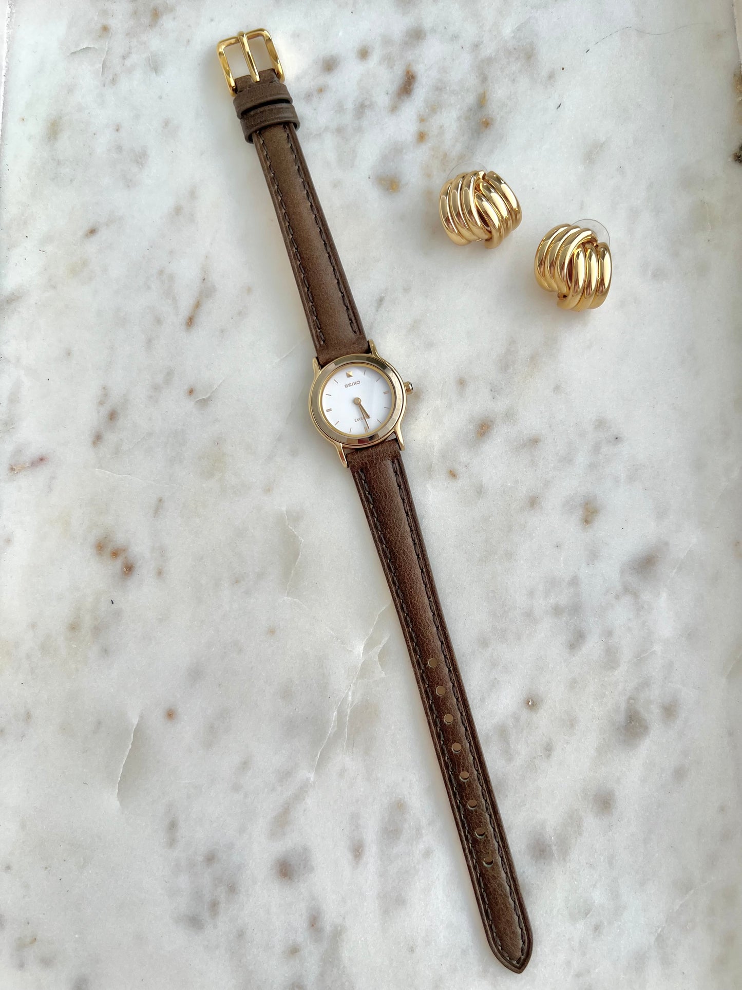 Seiko Exceline Faceted Tungsten Bezel Women's Watch