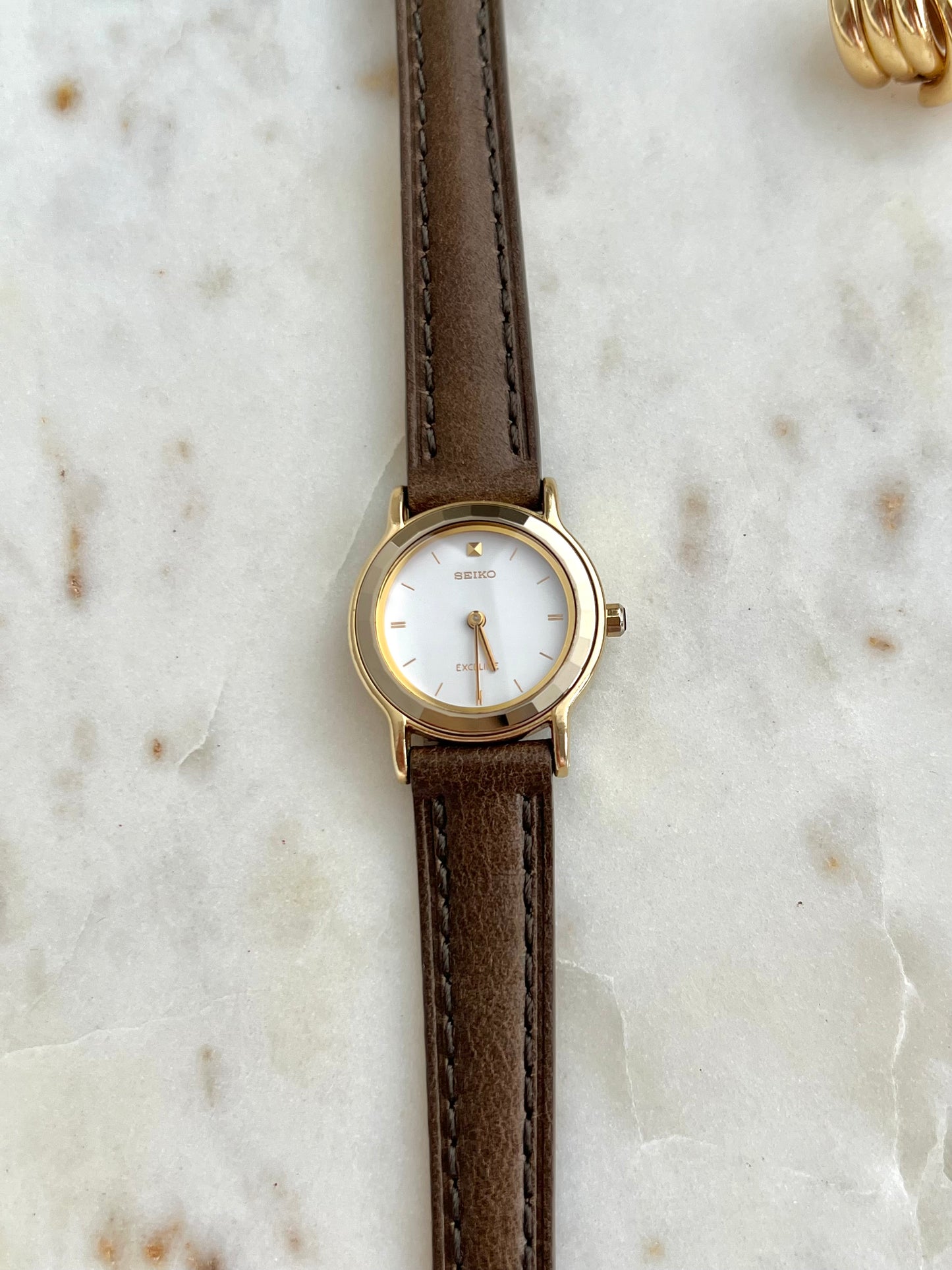 Seiko Exceline Faceted Tungsten Bezel Women's Watch