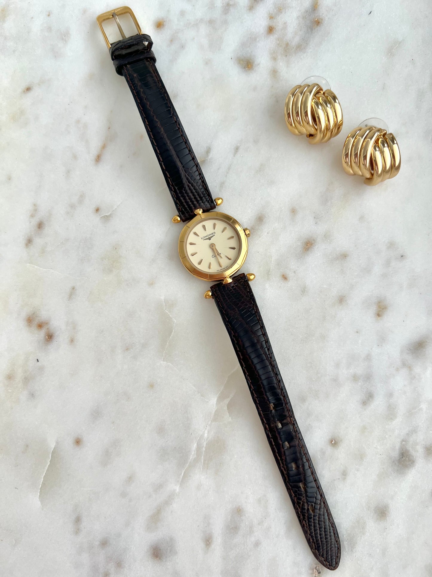 Longines Faceted Bezel Ivory Dial Women's Watch