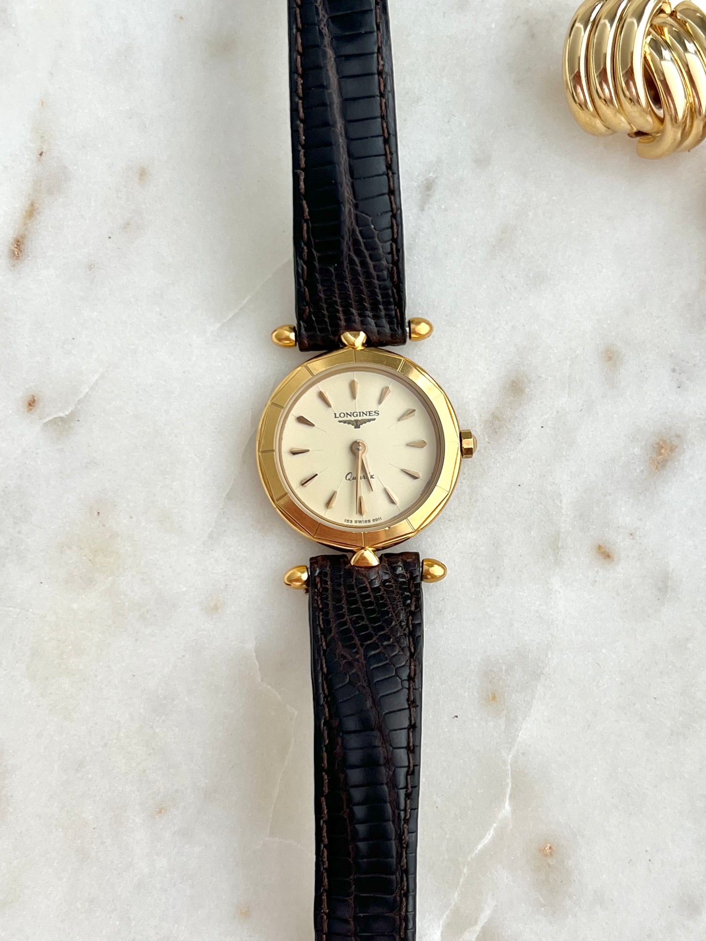 Longines Faceted Bezel Ivory Dial Women's Watch