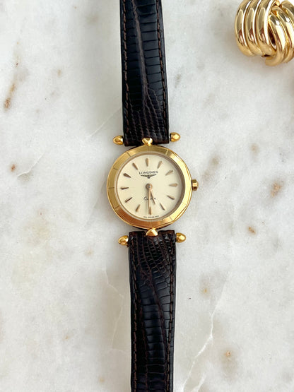 Longines Faceted Bezel Ivory Dial Women's Watch