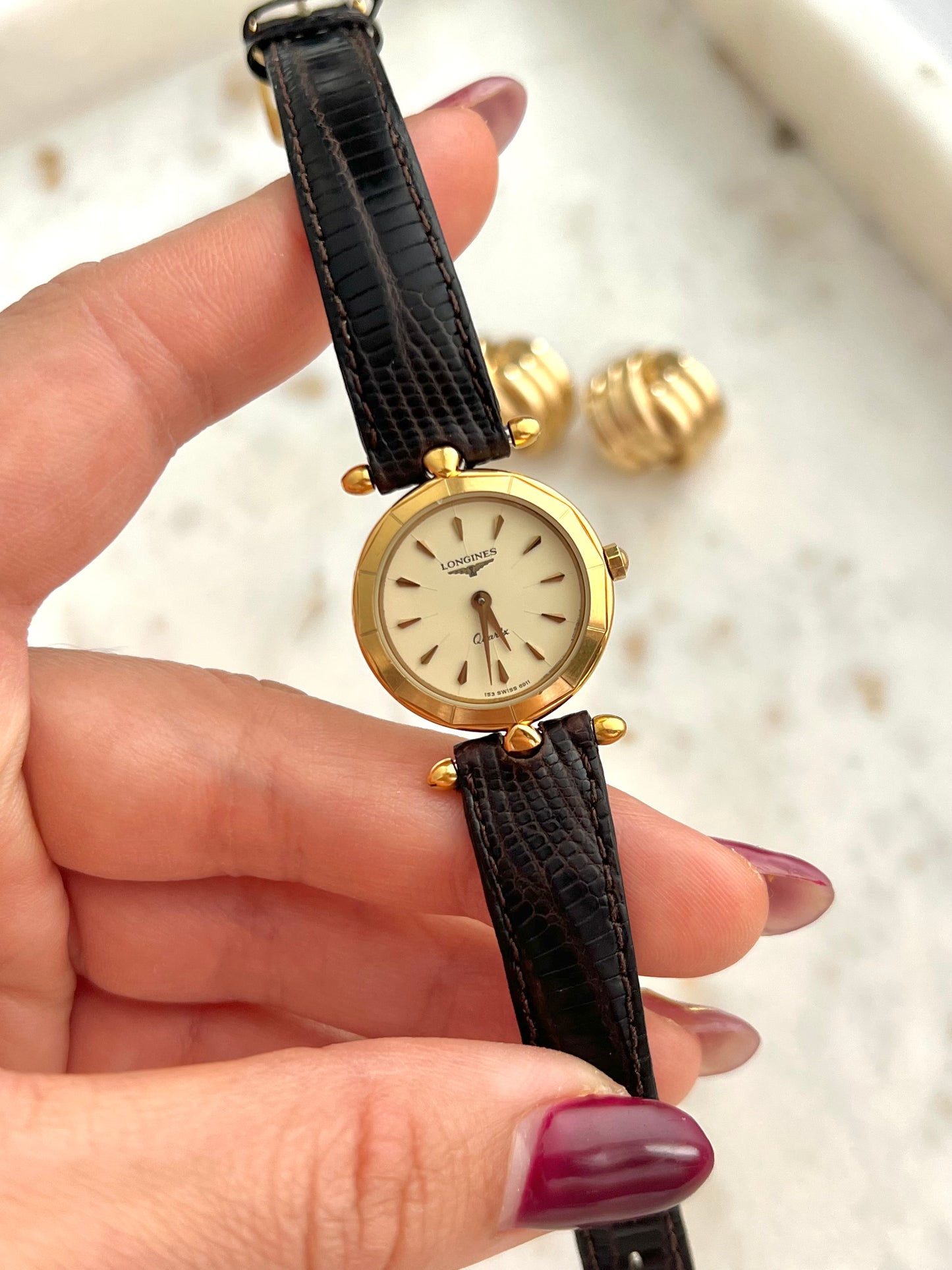 Longines Faceted Bezel Ivory Dial Women's Watch