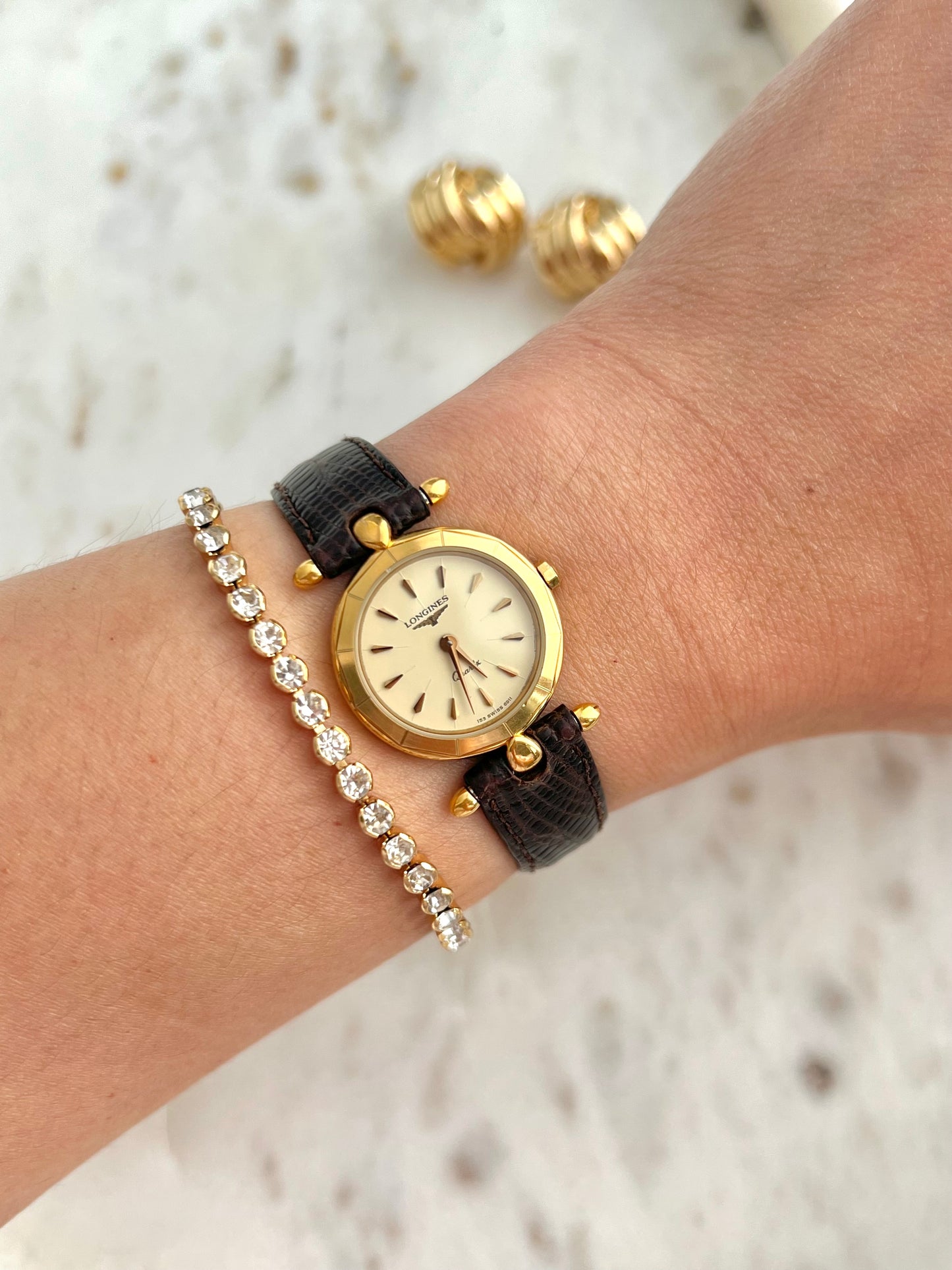 Longines Faceted Bezel Ivory Dial Women's Watch
