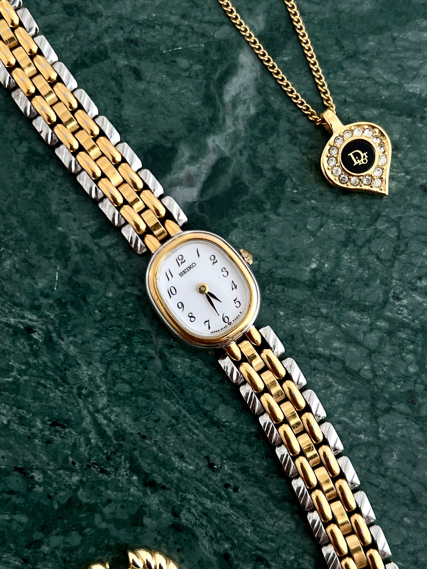 Seiko Gold Petite Oval Watch with Ivory Enamel Dial