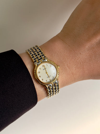 Seiko Exceline Two Tone Woman's Watch with Champagne Guilloche Dial