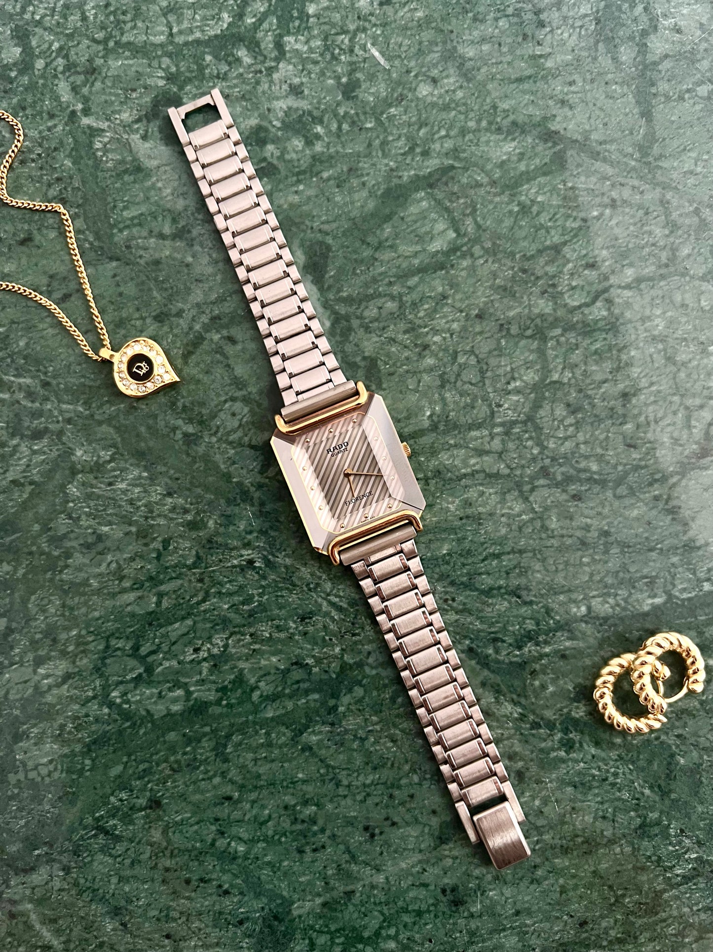 Rado Florence Two Tone Ladies Watch with Silver Stripe Dial