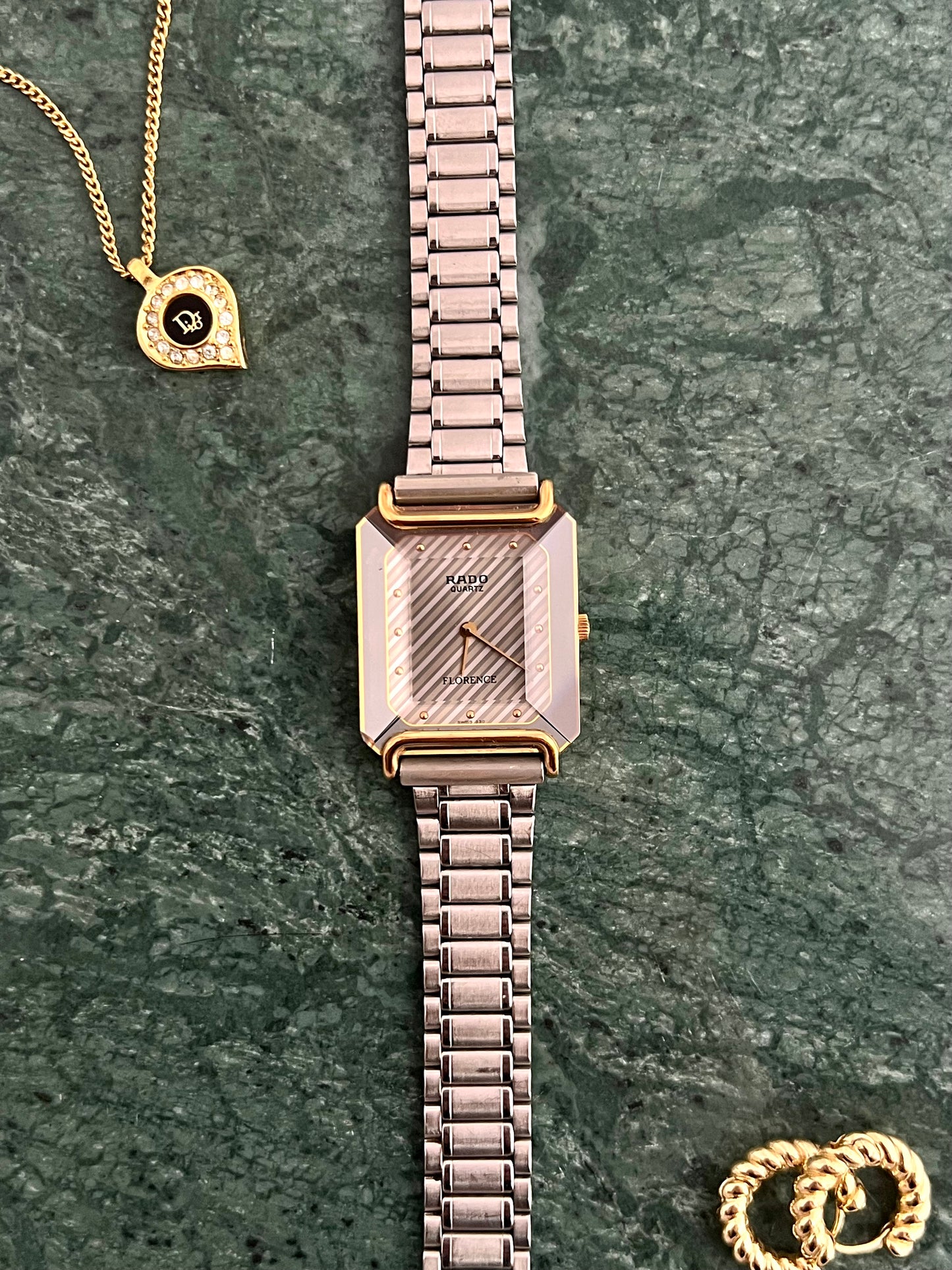 Rado Florence Two Tone Ladies Watch with Silver Stripe Dial