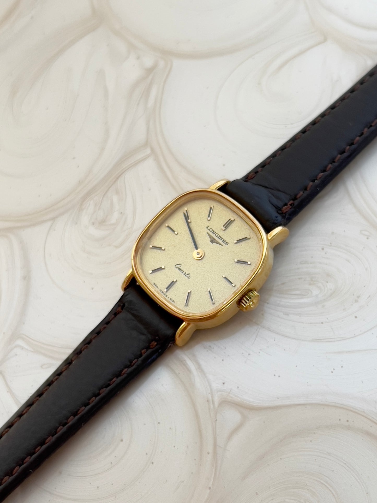 Longines Gold Toned Cushion Case Woman's Watch
