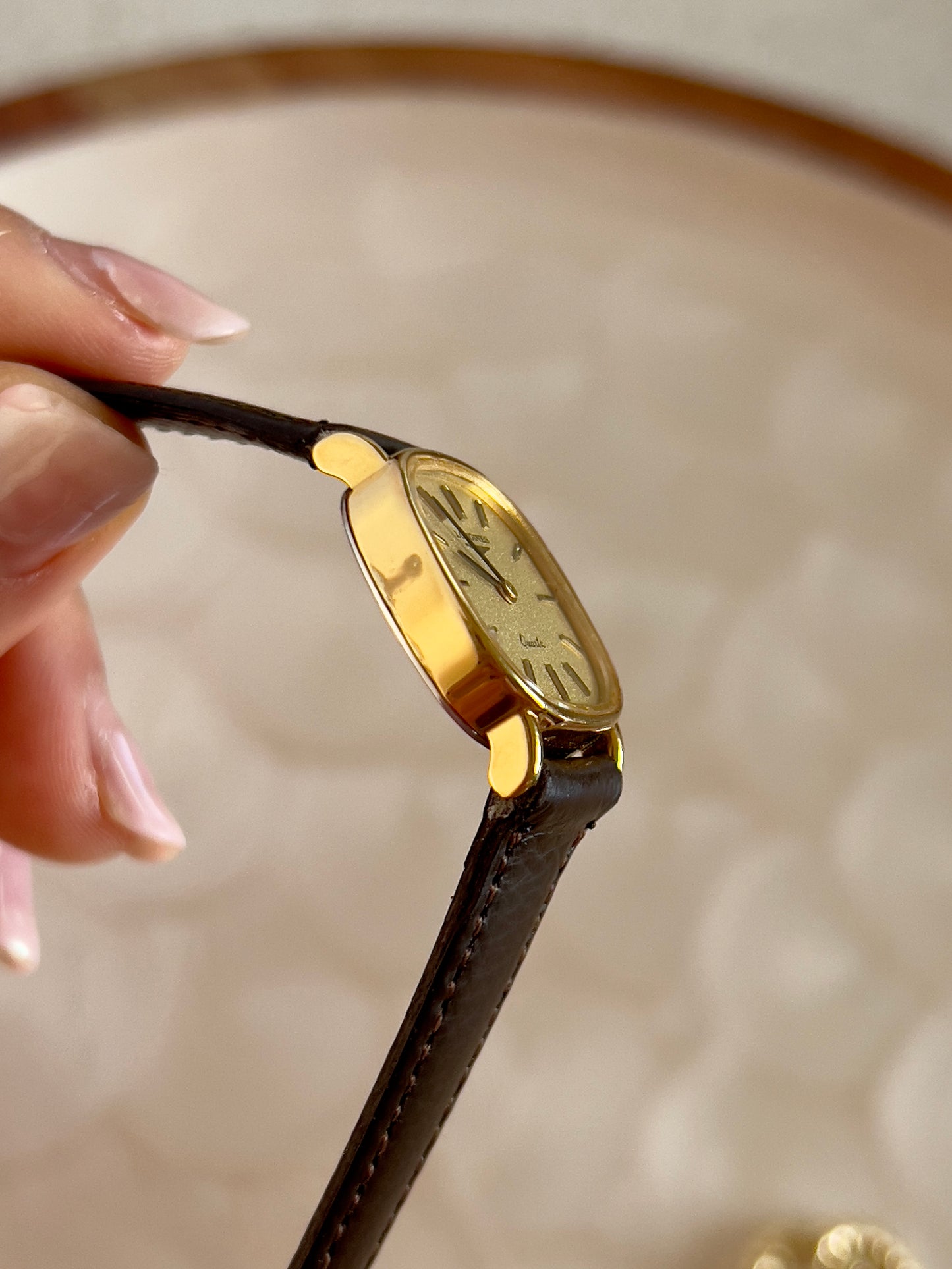 Longines Gold Toned Cushion Case Woman's Watch