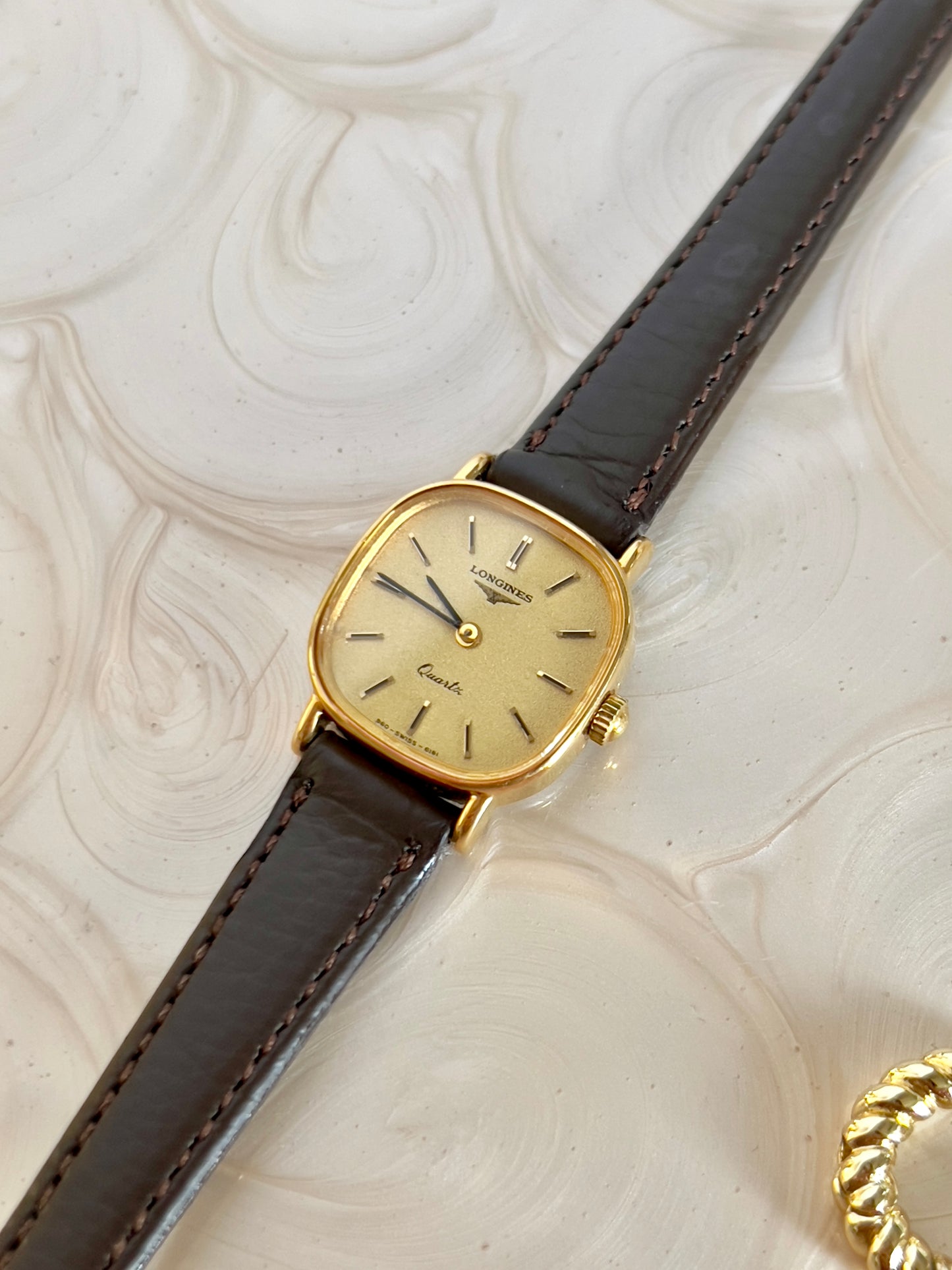 Longines Gold Toned Cushion Case Woman's Watch