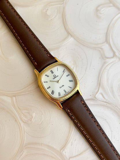 Omega De Ville Cushion Case Woman's Watch with Rope Bezel Pattern