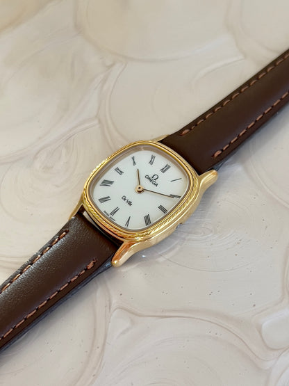Omega De Ville Cushion Case Woman's Watch with Rope Bezel Pattern