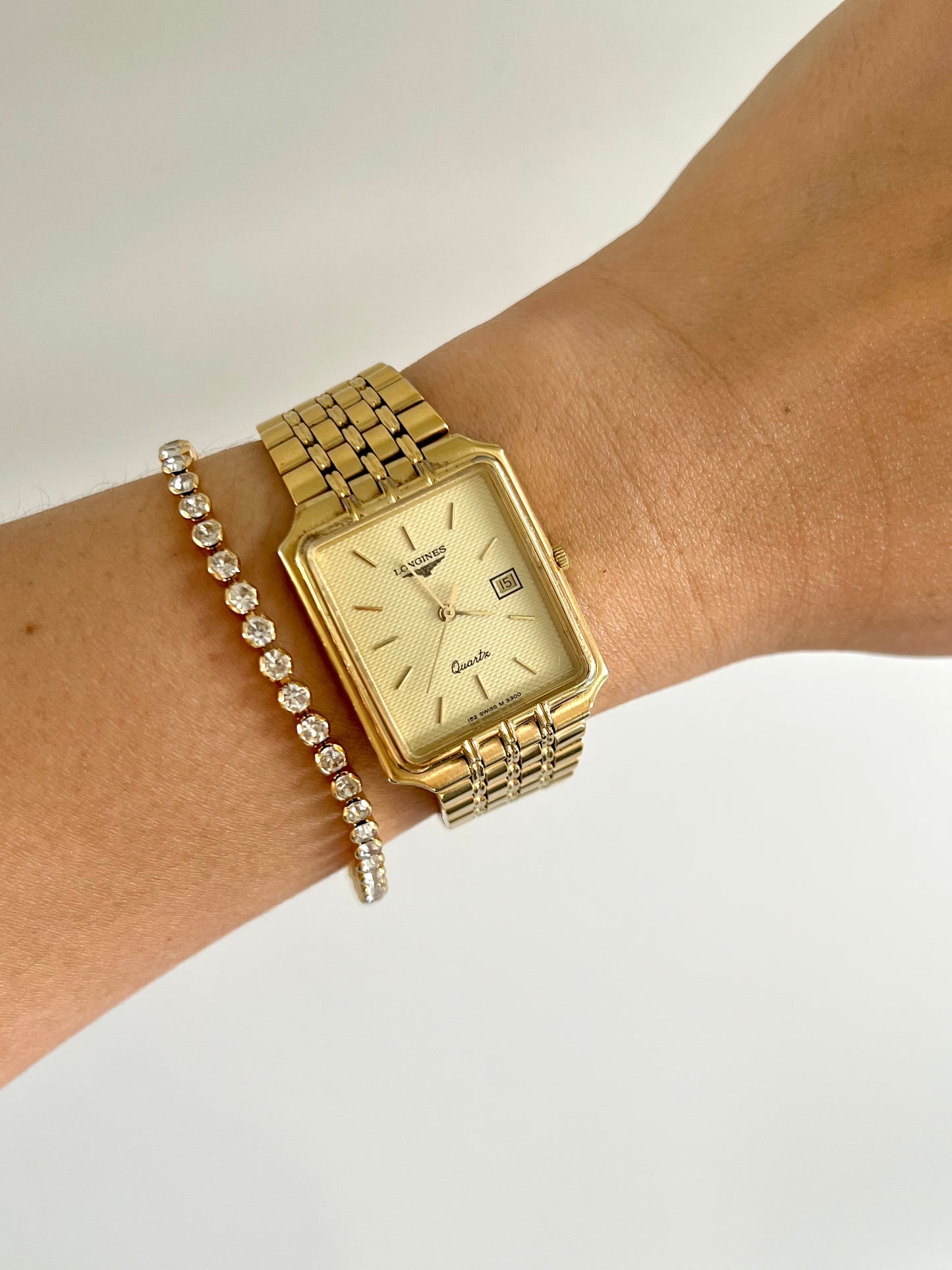 Longines Flagship Champagne Textured Rectangular Bracelet Unisex Watch