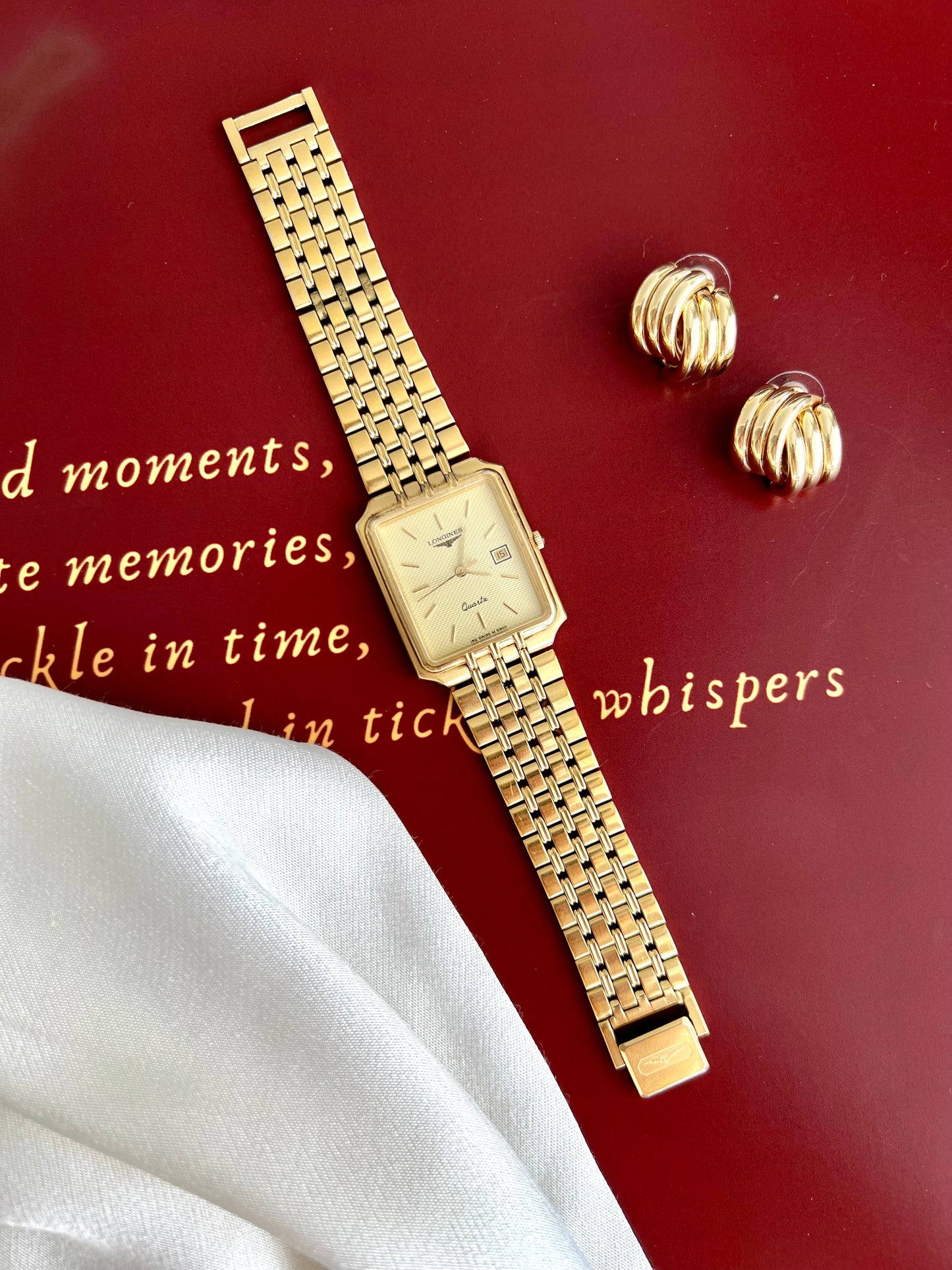Longines Flagship Champagne Textured Rectangular Bracelet Unisex Watch