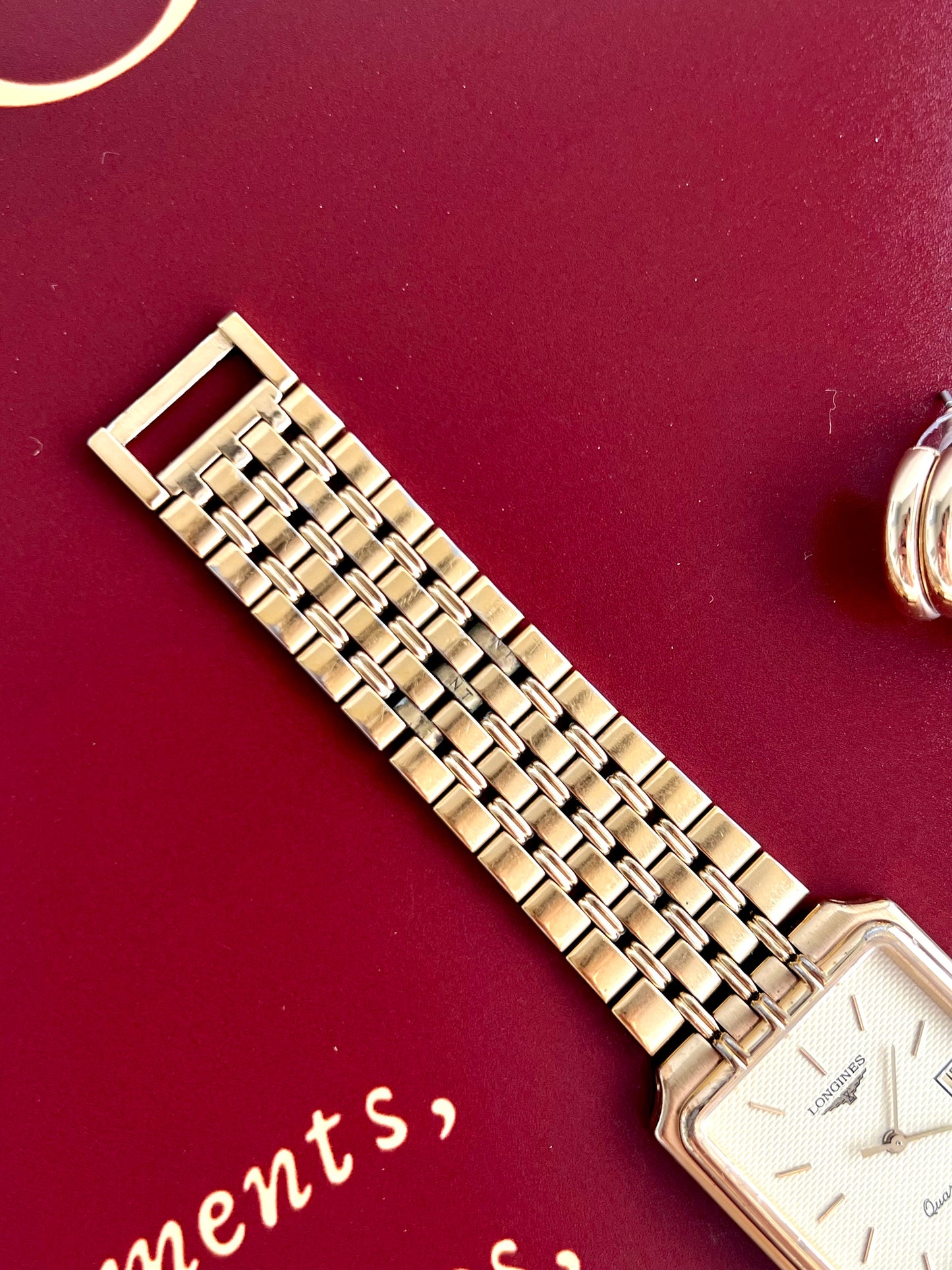 Longines Flagship Champagne Textured Rectangular Bracelet Unisex Watch