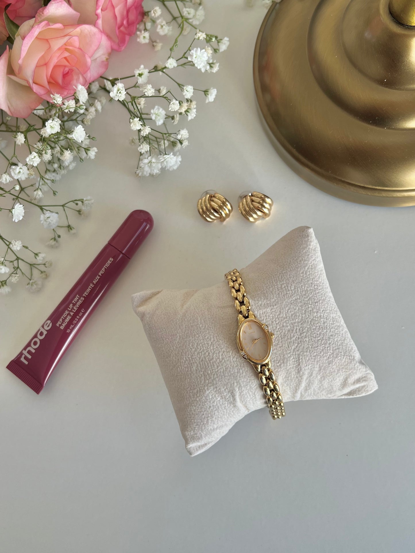 Seiko Tisse Gold Rice Bracelet Watch with Inlaid Diamonds