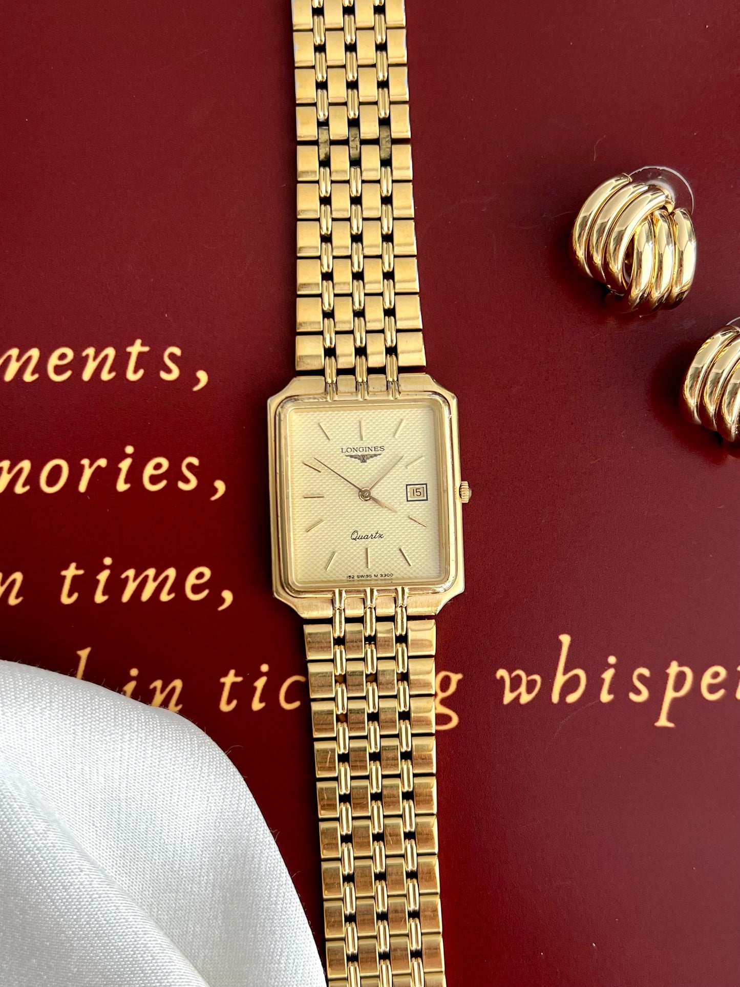 Longines Flagship Champagne Textured Rectangular Bracelet Unisex Watch