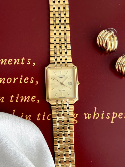 Longines Flagship Champagne Textured Rectangular Bracelet Unisex Watch