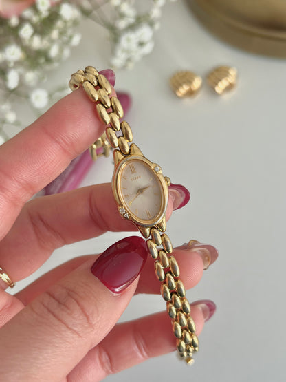 Seiko Tisse Gold Rice Bracelet Watch with Inlaid Diamonds