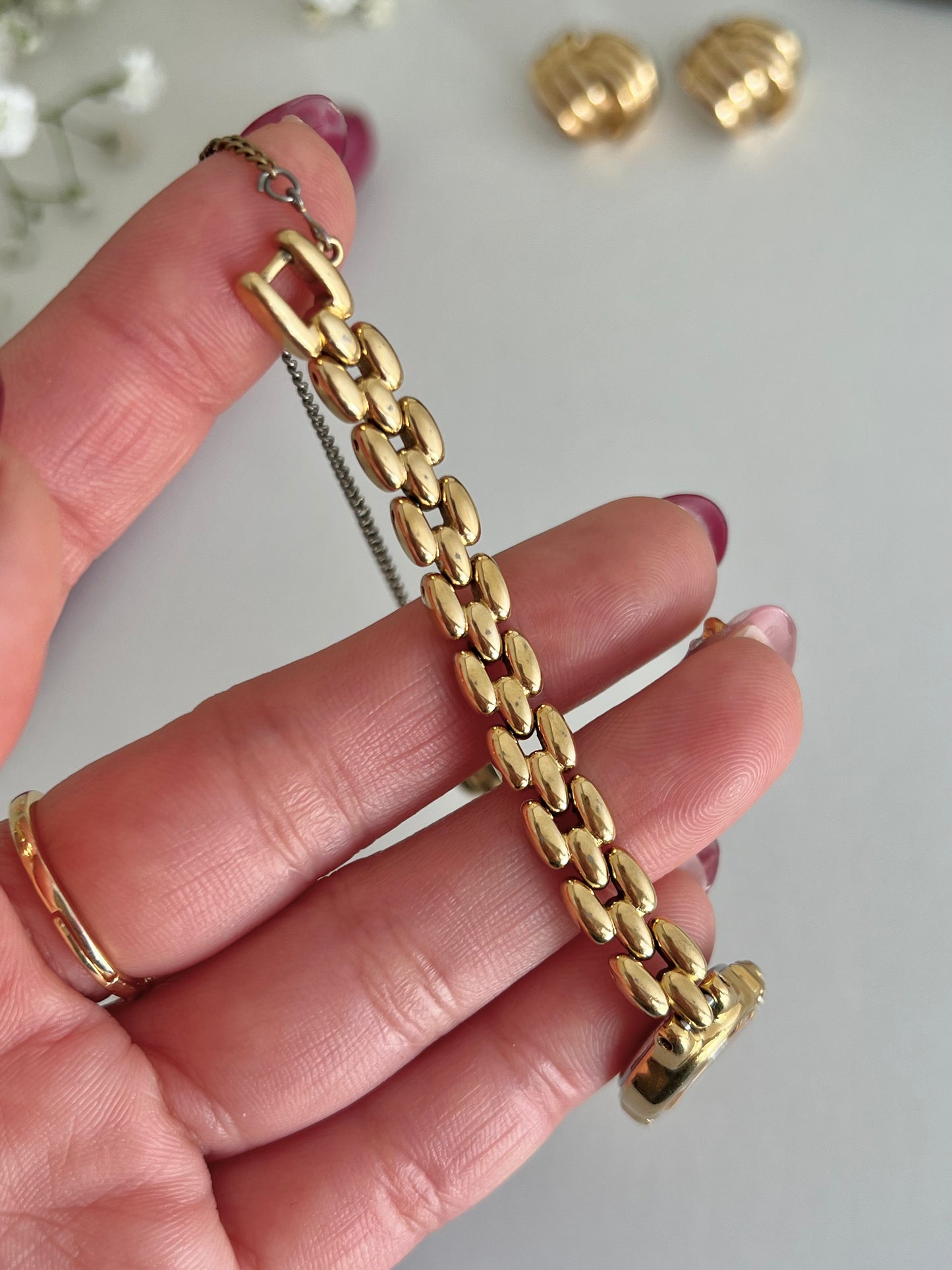 Seiko Tisse Gold Rice Bracelet Watch with Inlaid Diamonds