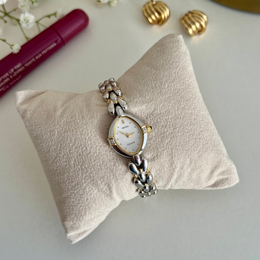 Seiko Exceline Two tone Elegant Watch with Inlaid Diamonds