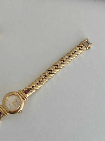 Seiko Exceline Gold Tone Red Accent Women's Watch