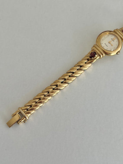 Seiko Exceline Gold Tone Red Accent Women's Watch