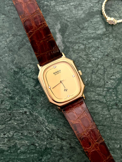 Rado Gold Contour Ladies Watch with Diamond Markers