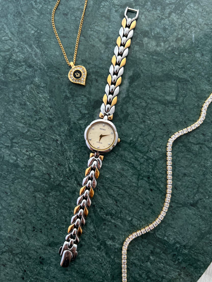 Seiko Exceline Two Tone Leaf Link Ladies Watch with Diamond Markers