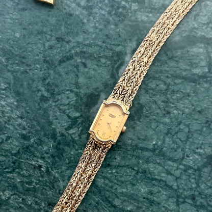 Citizen Braided Gold Tank Ladies Watch