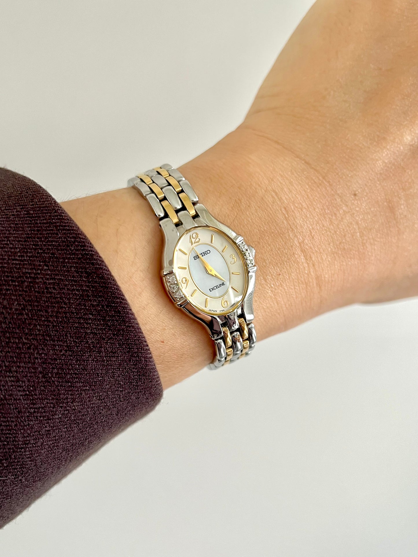 Seiko Exceline Two Tone Oval Diamond Bezel Woman's Watch