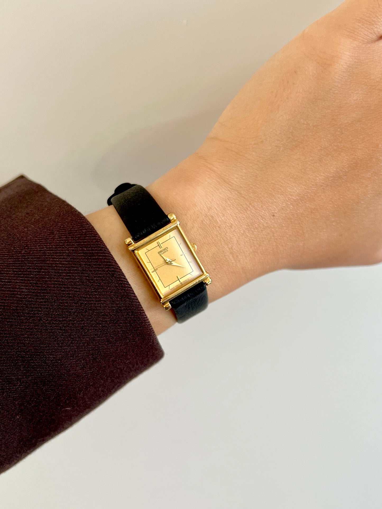 Seiko Rectangular Gold Tone Dress Watch