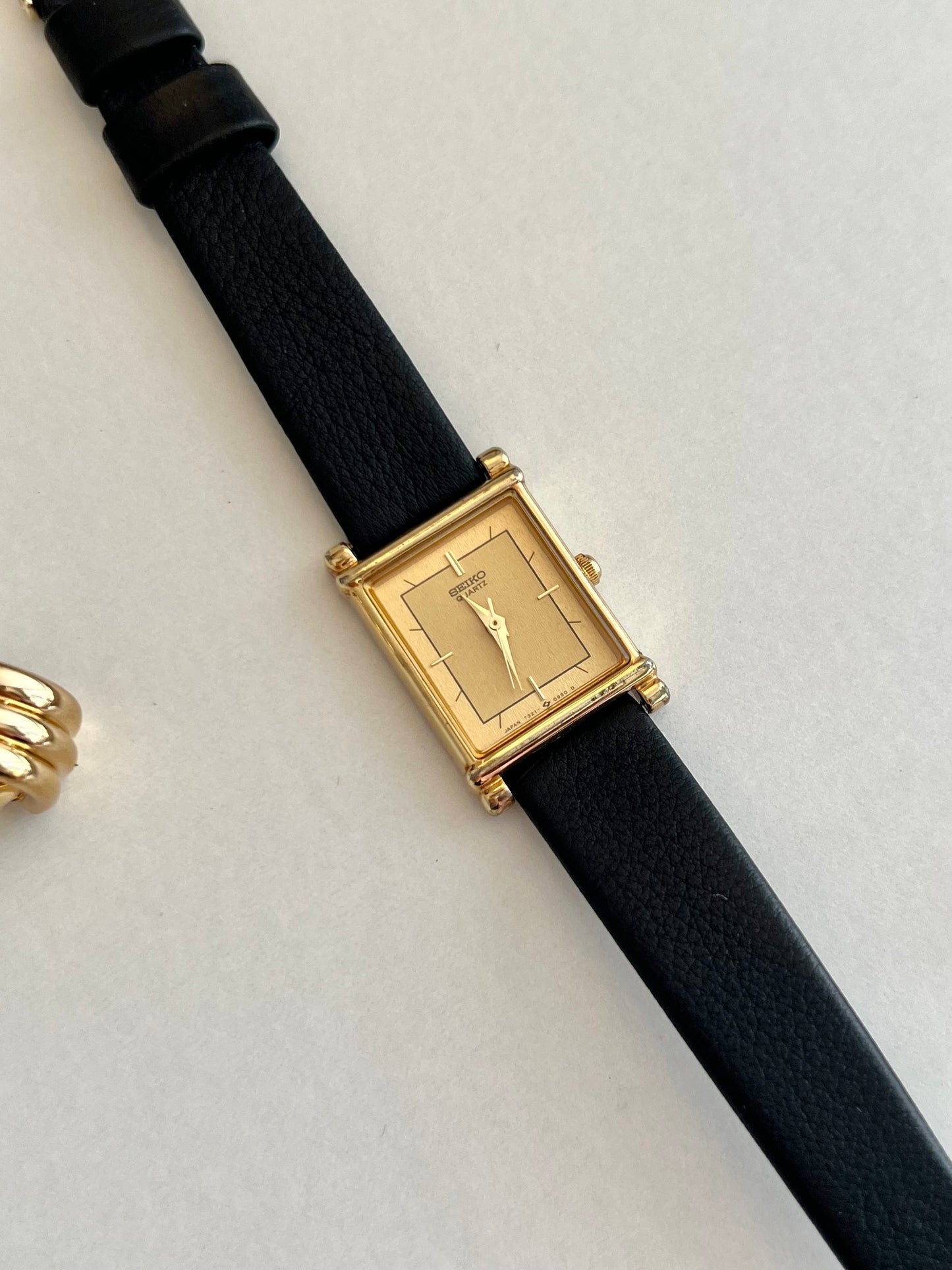 Seiko Rectangular Gold Tone Dress Watch
