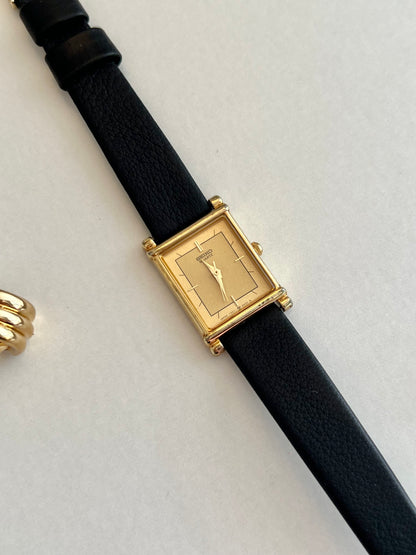 Seiko Rectangular Gold Tone Dress Watch