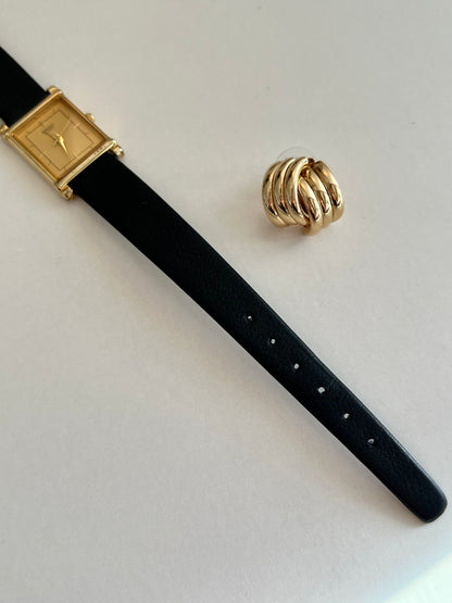 Seiko Rectangular Gold Tone Dress Watch