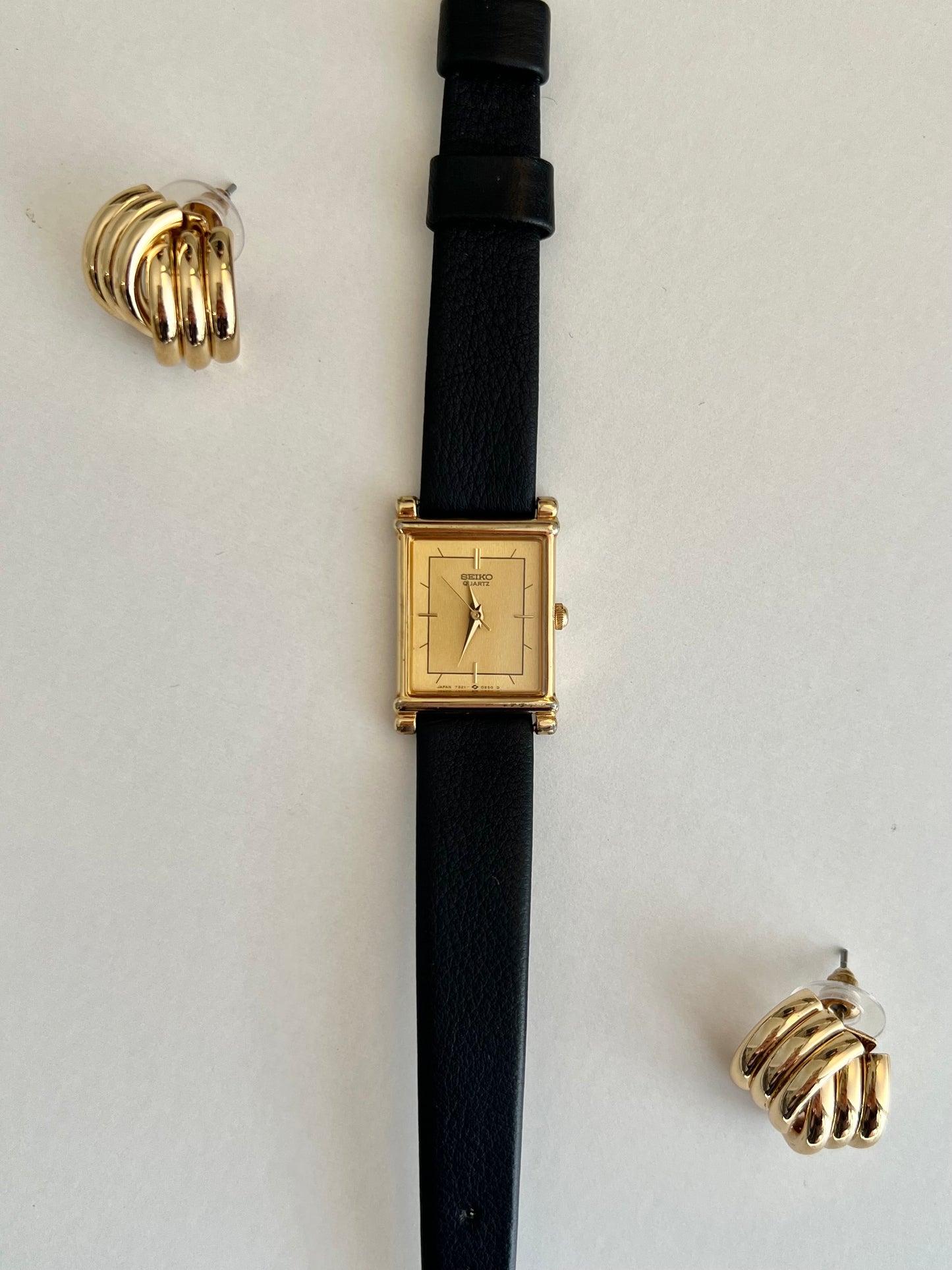 Seiko Rectangular Gold Tone Dress Watch