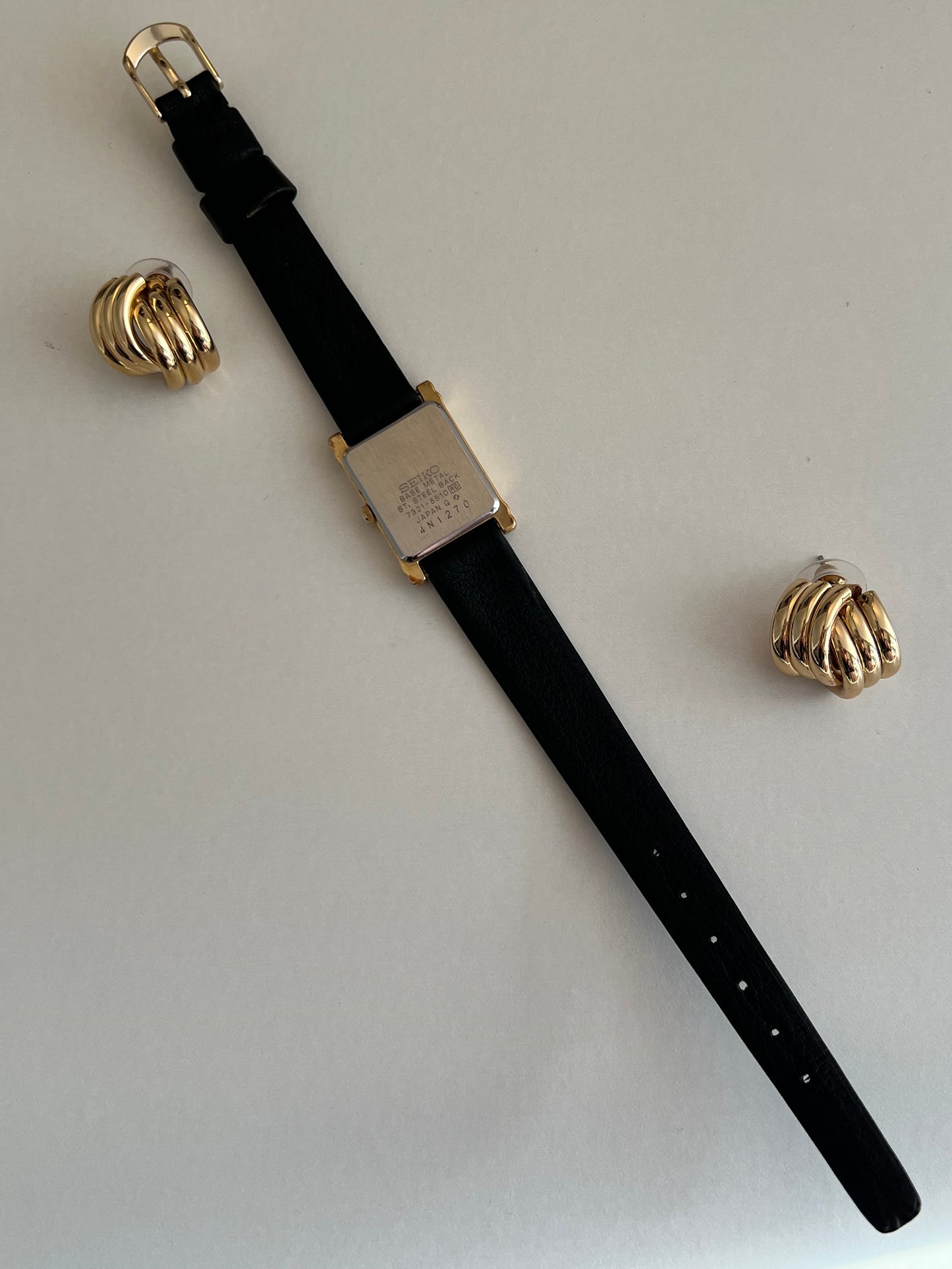 Seiko Rectangular Gold Tone Dress Watch